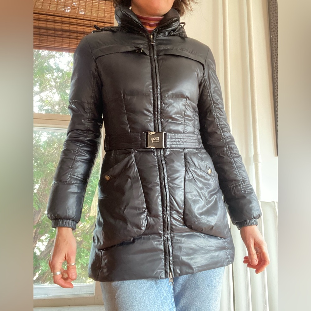 ADD down puffer parka winter belted jacket black charcoal